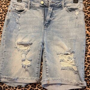 Judy Blue Light Blue Distressed Jean Shorts